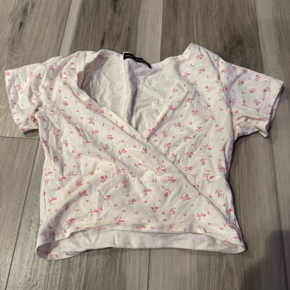 Brandy Melville White Wrap Crop Blouse